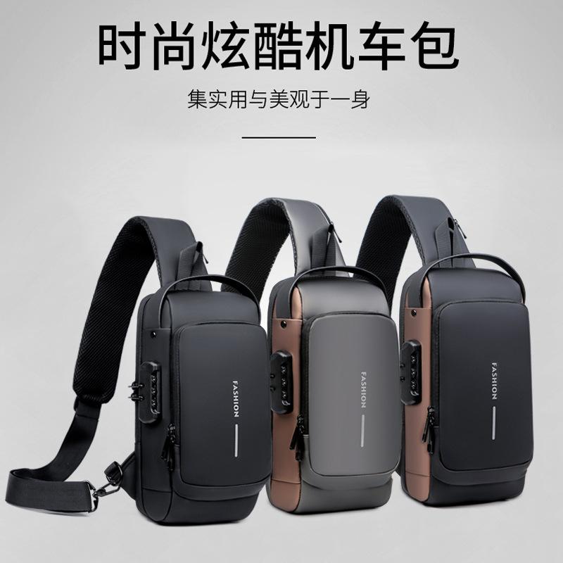 men's chest bag password lock anti-theft motorcycle bag outdoor casual running travel waist bag shoulder crossbody sports backpack