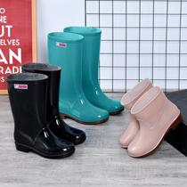 Rain Boots Women's Short Tube Adult Rain Boots Middle Tube Non-Slip Waterproof Rubber Shoes Rubber Boots Kitchen High Tube Ladies Spring and Autumn Rain Shoes