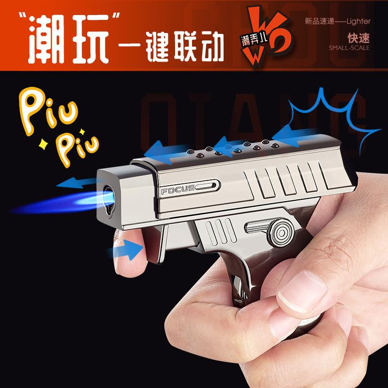 ring pistol lighter inflatable windproof metal igniter personalized durable creative gun type lighter for boyfriend tide