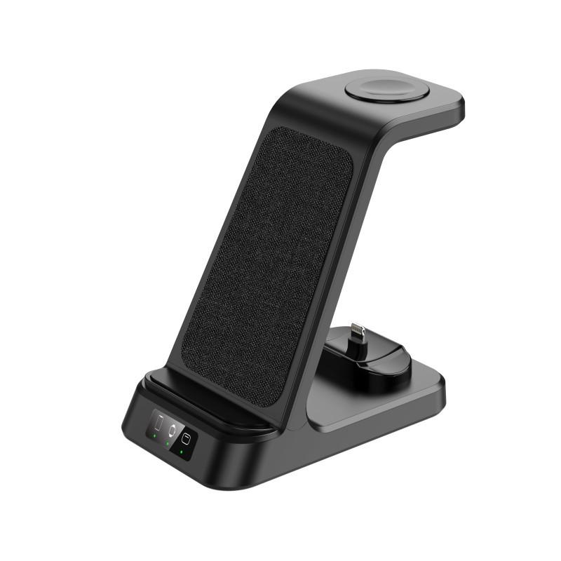 Applicable to Qi Wireless Charger Electrical Appliances Apple Watch Mobile Phone Wireless Charger Wireless Charger Cloth Pattern Three-in-One Wireless Charger Electrical Appliances