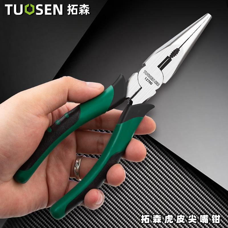 Tuosen Tools Wholesale Tiger Skin Pointed Pliers 6-Inch Multi-Functional Manual Pliers 8-Inch Cable Cutters Slanting Forceps Plier