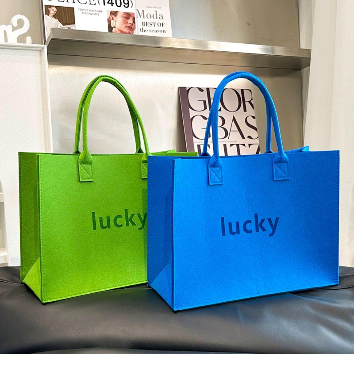 Printable Logo Felt Shopping Bag Felt Tote Bag Large Capacity Portable Felt Tote Bag Felt Handbag