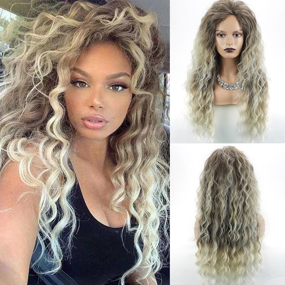 cross-border wig european and american style wig long curly hair chemical fiber wig african small curly fluffy lady wig sheath wigs