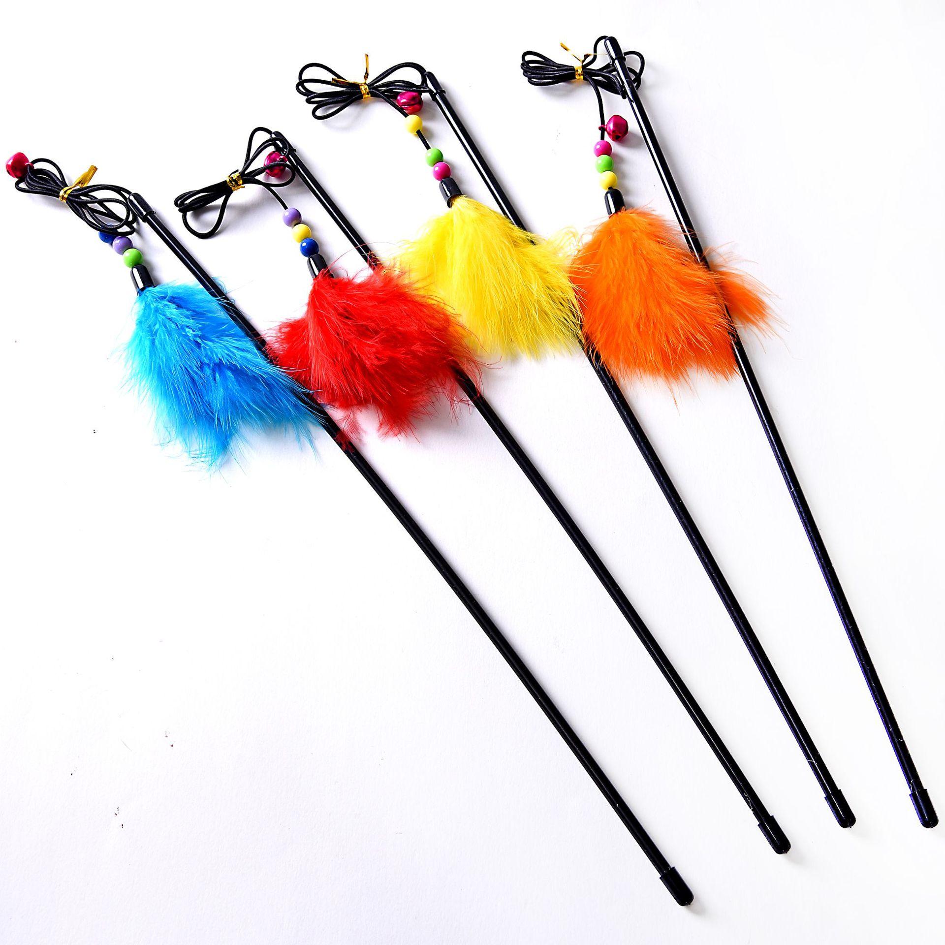 factory direct sales teaser pet toy feather + bell teaser toy new pet supplies