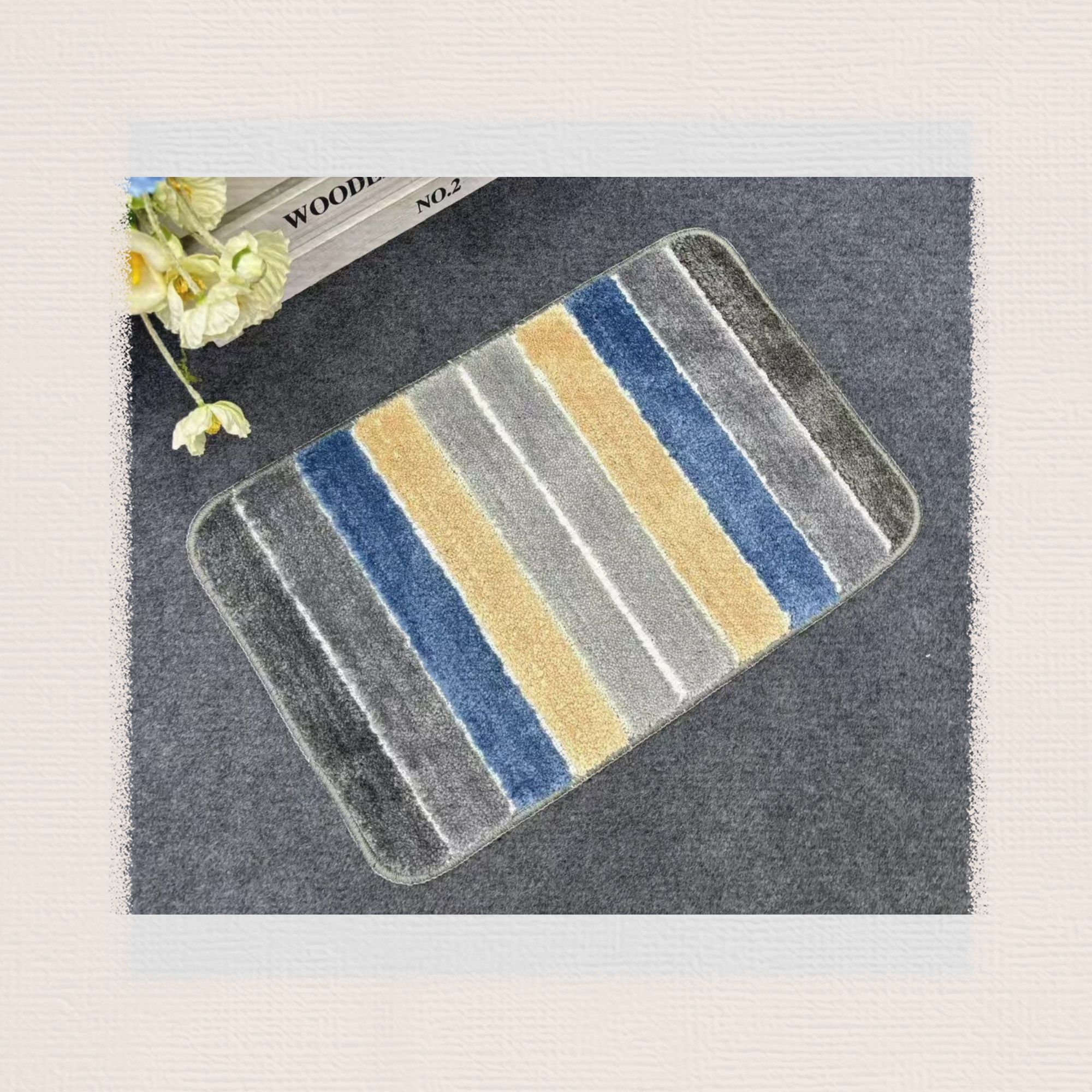 The new TPR base high and low striped floor mat carpet, water-absorbing and anti-slip mat, super fiber floor mat, striped door mat, the bottom is TPR mat, the fabric is super fiber, the color is randomly matched, the color size is 38*58CM Specification drawing