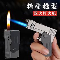 Trending Creative Double Fire Conversion Gas Lighters Personality Windproof Direct Impact Spray Gun Gas Igniter Men's Fashion