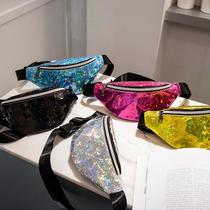 foreign trade women's waist bag simple personality girls' bags sequin bag glass broken trendy women's bags 2024 western style waist bag