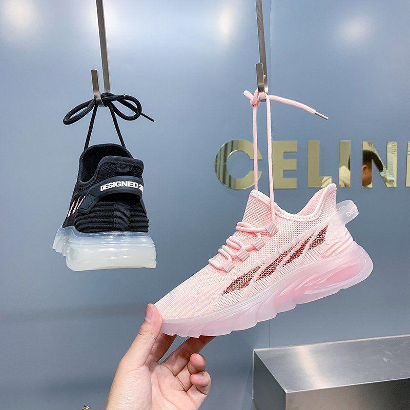 Factory Wholesale New Women's Shoes Cross-Border Large Size Flying Woven Casual Shoes Korean Fashion All-Match Sports Ladies Shoes for Women