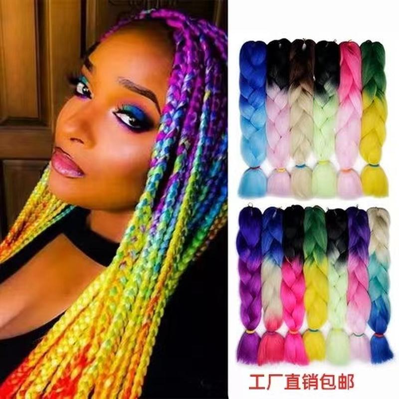 cross-border dreadlocks hair extensions jumbo raid hair african gradient color high-temperature fiber fiber big braids wig