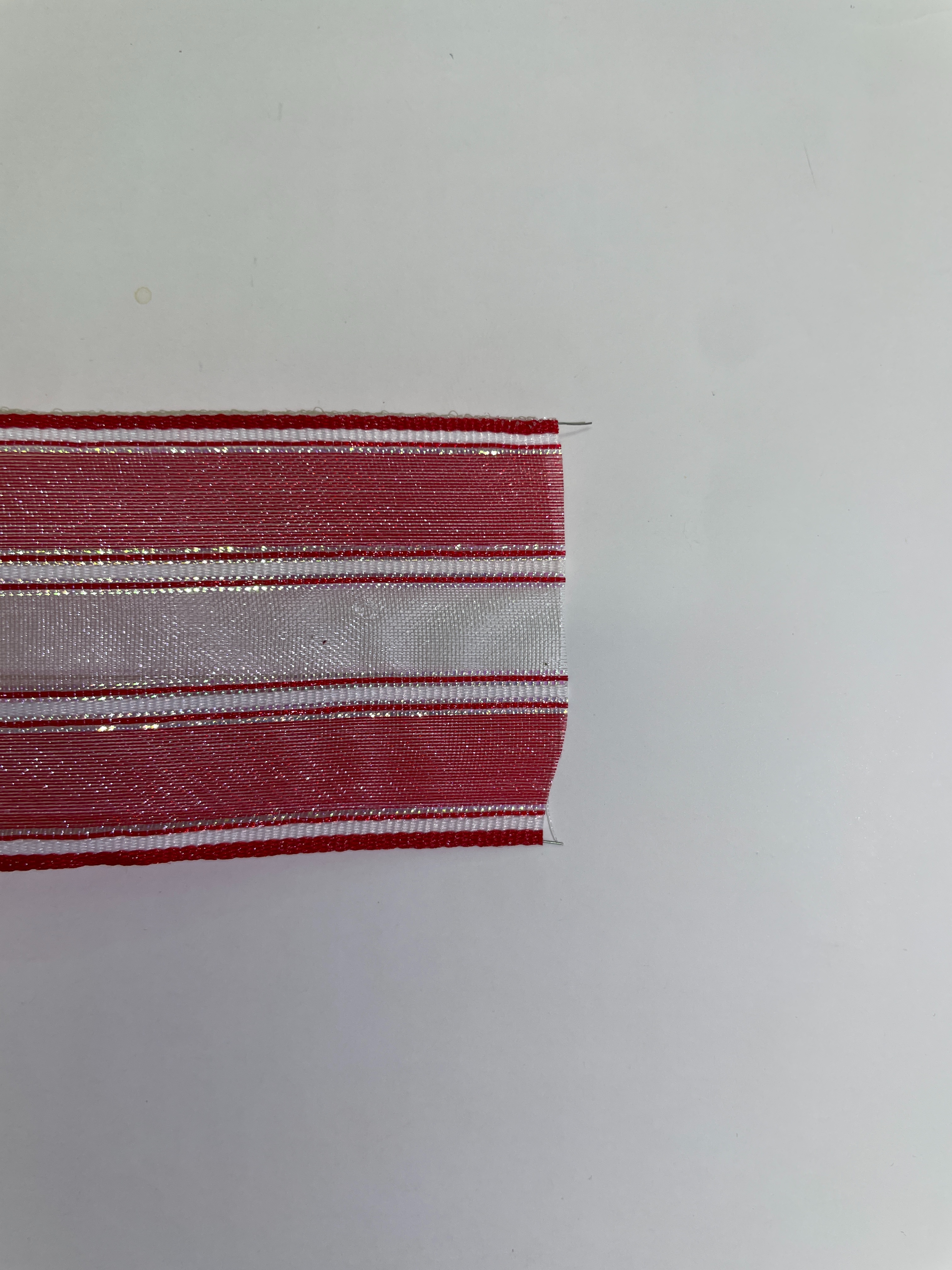 Item No. 1262 Christmas Gift Packaging Decoration DIY Red and White Striped Multicolored Christmas Webbing 3.8cm Specification image