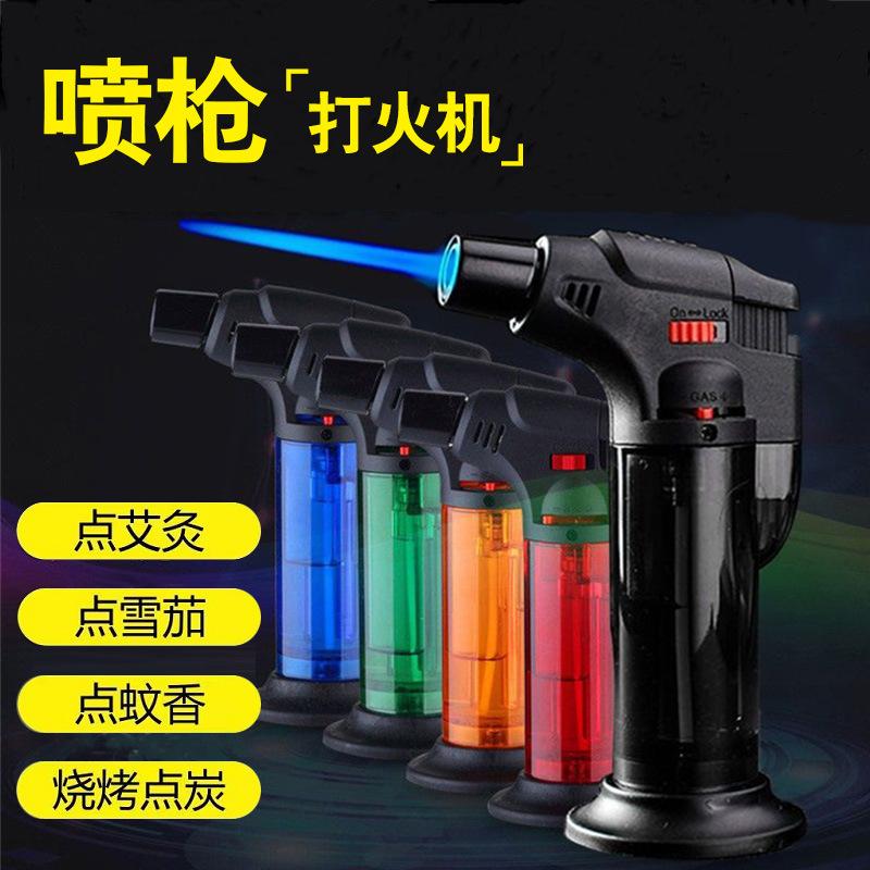 lighter household cigar welding spray gun for point moxibustion gas lighters windproof straight blue flame aromatherapy igniter