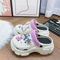 2023 cross-border platform eva hole shoes women's summer eva sandals increased 7cm sandals beach shoes ladies' sandals