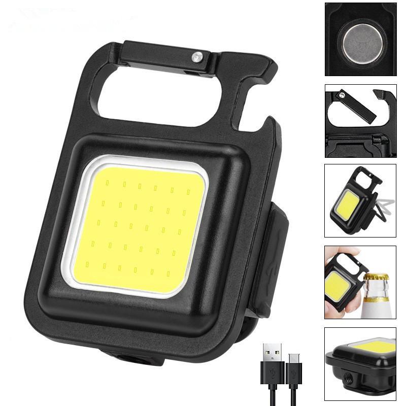 multifunctional cob work light portable mini strong light keychain light usb emergency small flashlight outdoor camping light