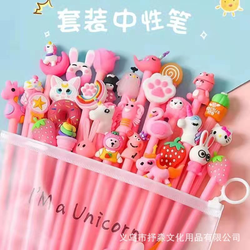 cute creative doll gel pen cartoon student pens for writing letters primary school student school supplies replaceable graphite core ballpoint pen