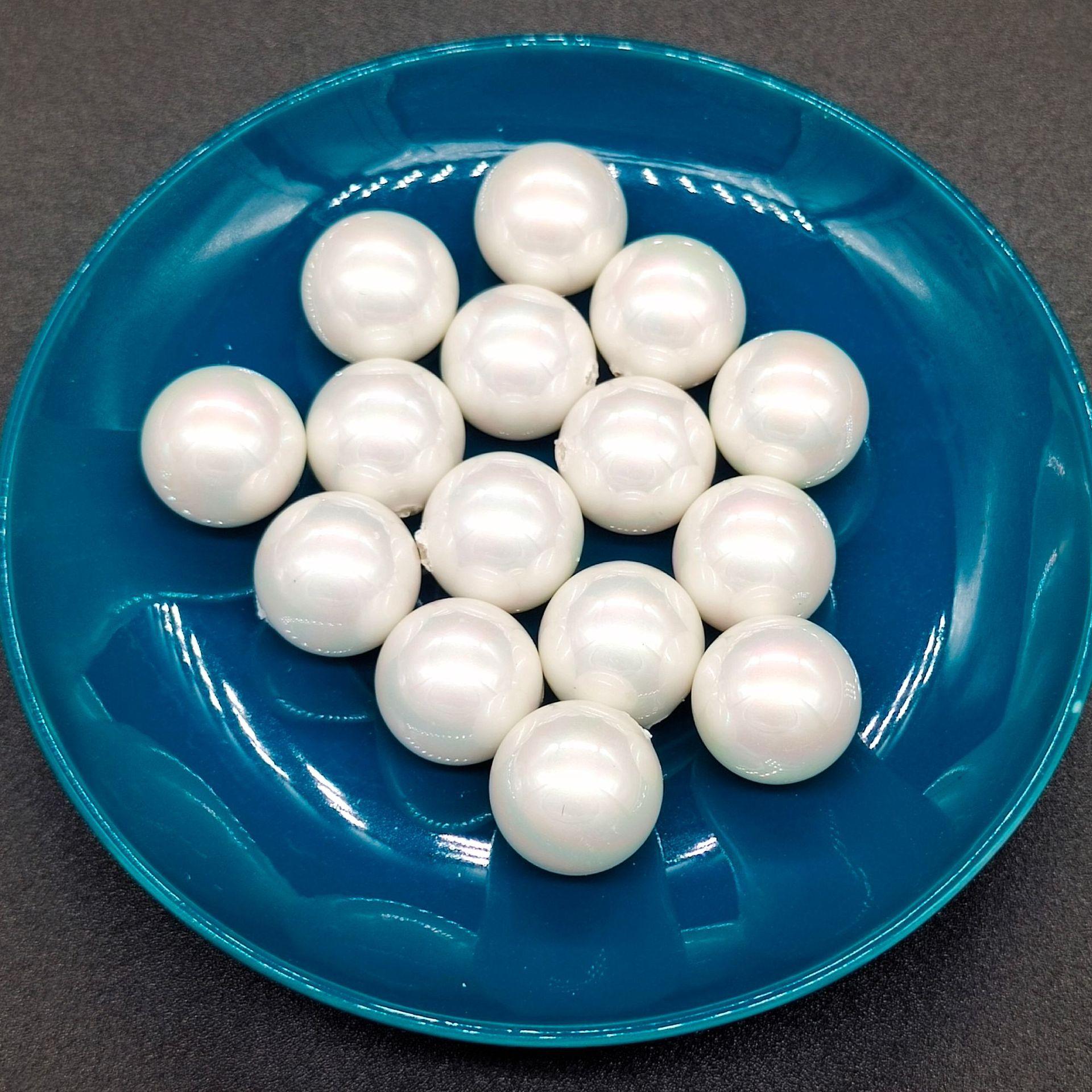 Imitation Shell Beads Glass Half Hole Pearl Colorful Glass Single Hole Faux Pearl Jewelry Accessory Pendant DIY Accessories
