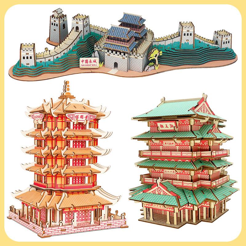one piece dropshipping wooden 3d 3d puzzle model school student craft class assembled model toy activity gift wholesale