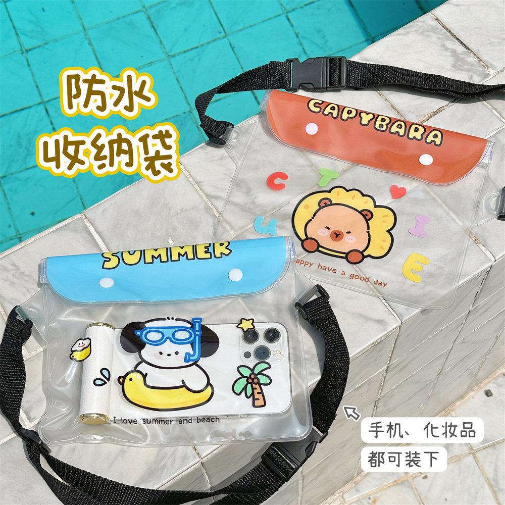 original cute cartoon mobile phone waterproof bag outdoor drifting envelope bag swimming cellphone water-proof bag fashion waist bag female