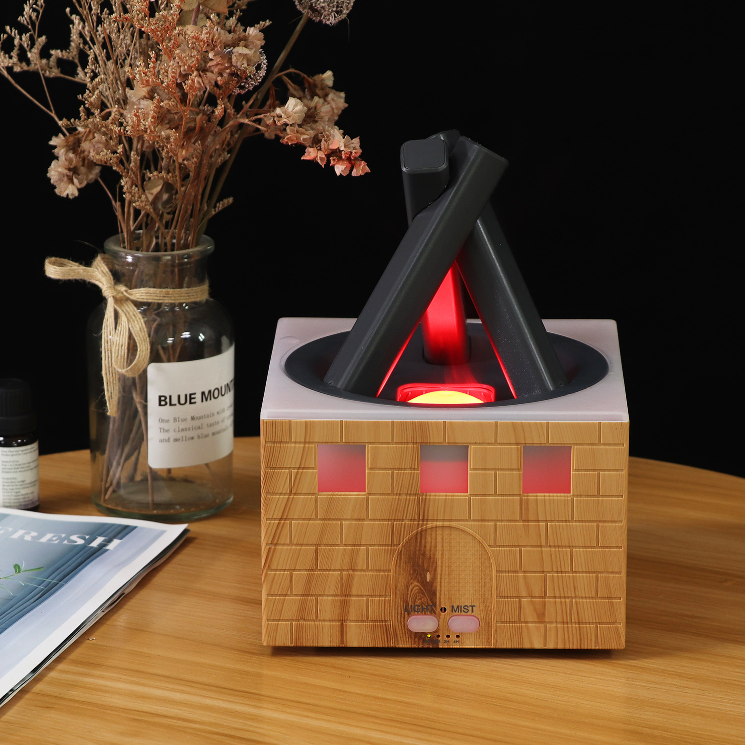 Difusor de aroma de llama de simulación creativa trigo hueco para el hogar oficina siete luces de color humidificador aceite esencial difusor de aroma Application Scenario