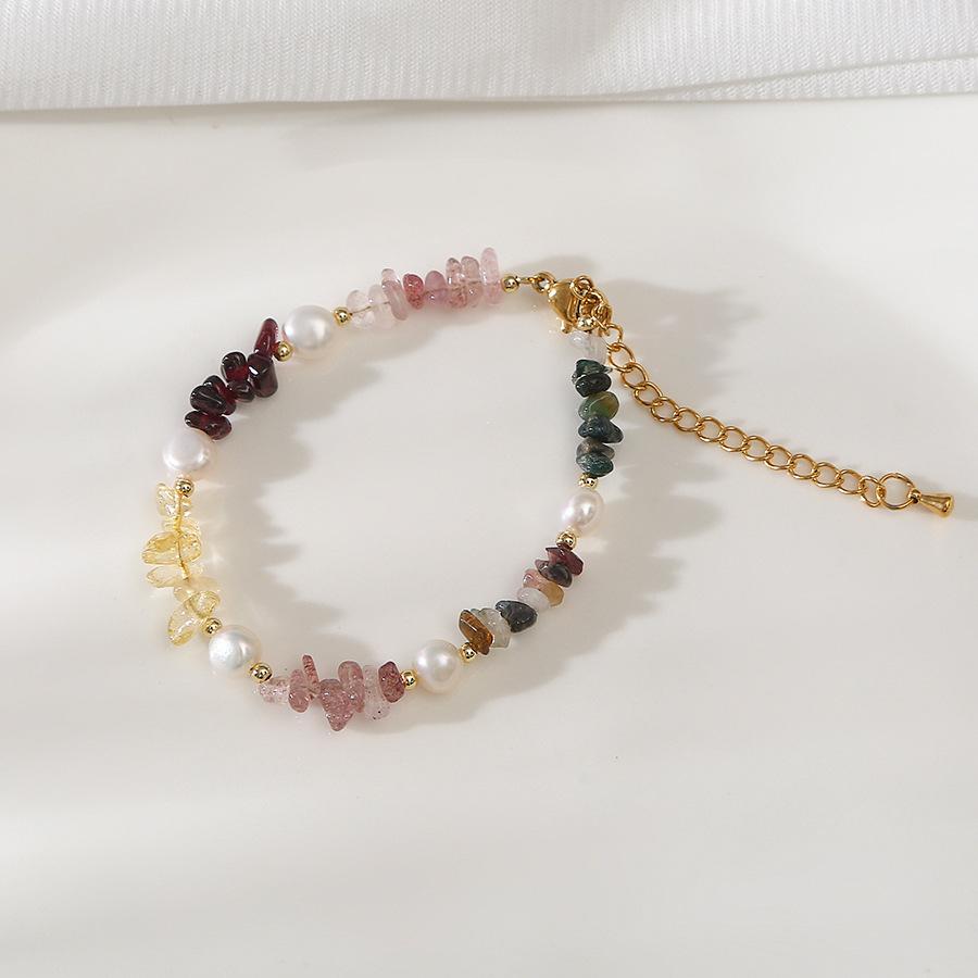 strawberry quartz citrine tourmaline natural pearl all-match bracelet special-interest design light luxury bracelet girlfriends student jewelry