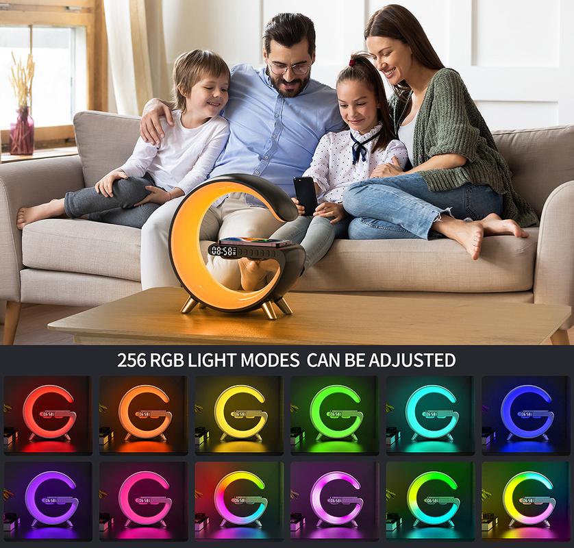 New Wireless Charger Ambience Light Bluetooth Speaker Music Rhythm Clock Alarm Clock
