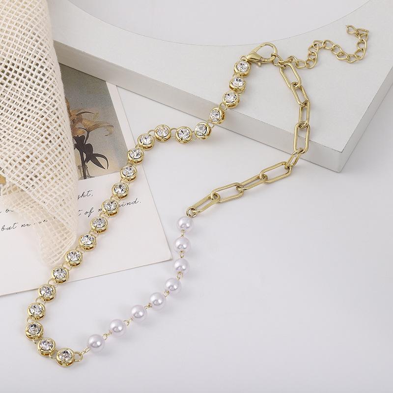 amazon necklace jewelry women's simple all-match 8 pearl chains sweater chain gold-plated necklace elegant clavicle chain