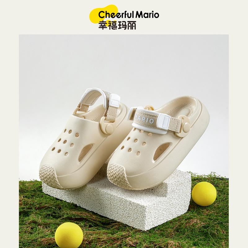 cheerful mario summer middle and big children's hole shoes adult ladies' sandals men's hole sandals parent-child hole shoes