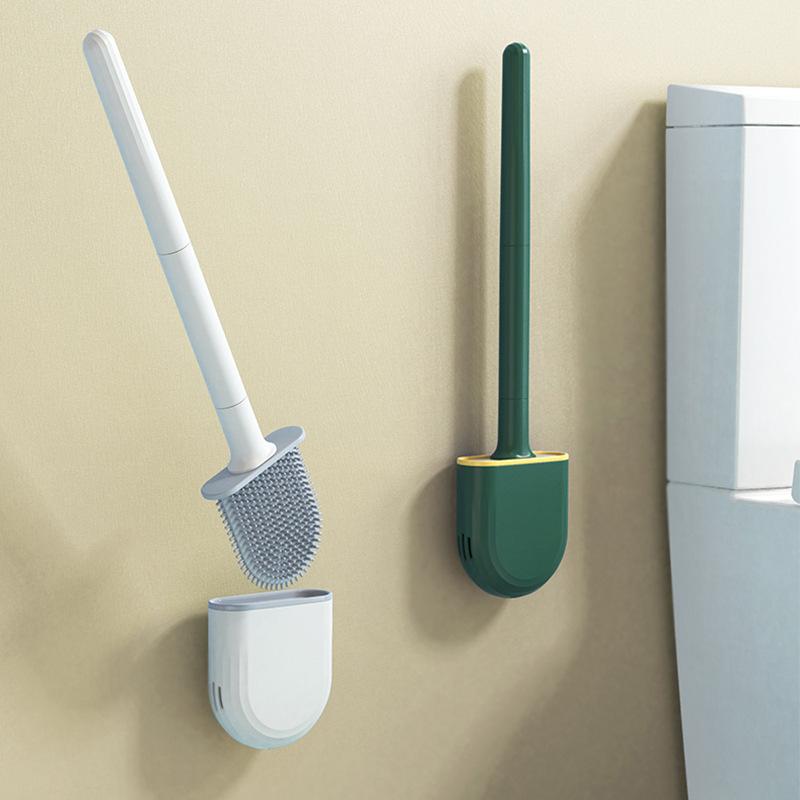 toilet brush household no dead angle punch-free silicone toilet brush wall-mounted toilet set brush