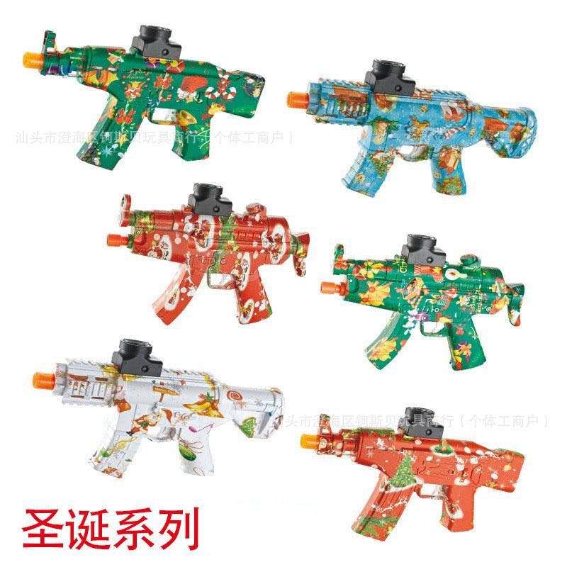 cross-border christmas graffiti ak47 children's safety soft bullet gun amazon electric high-speed continuous hair toy gun wholesale