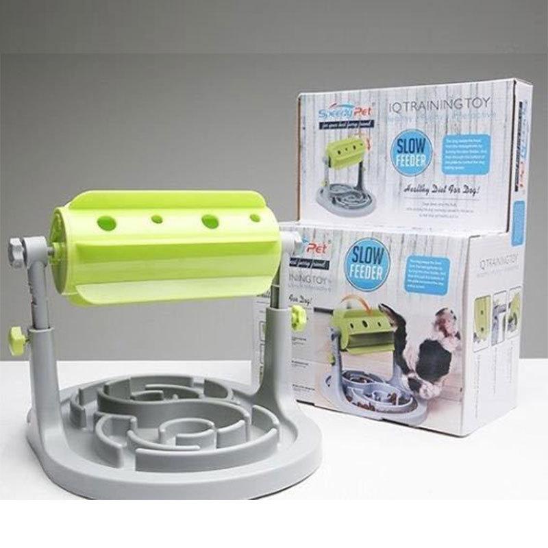 amazon hot roller leakage food feeder dogs and cats puzzle slow feeder adjustable pet tableware pet toy