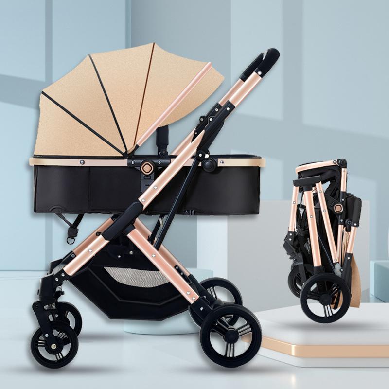 Yinglaier Baby Stroller Can Sit and Lie Lightweight Folding High Landscape Shock Absorption Two-Way Newborn Baby Child Baby Stroller