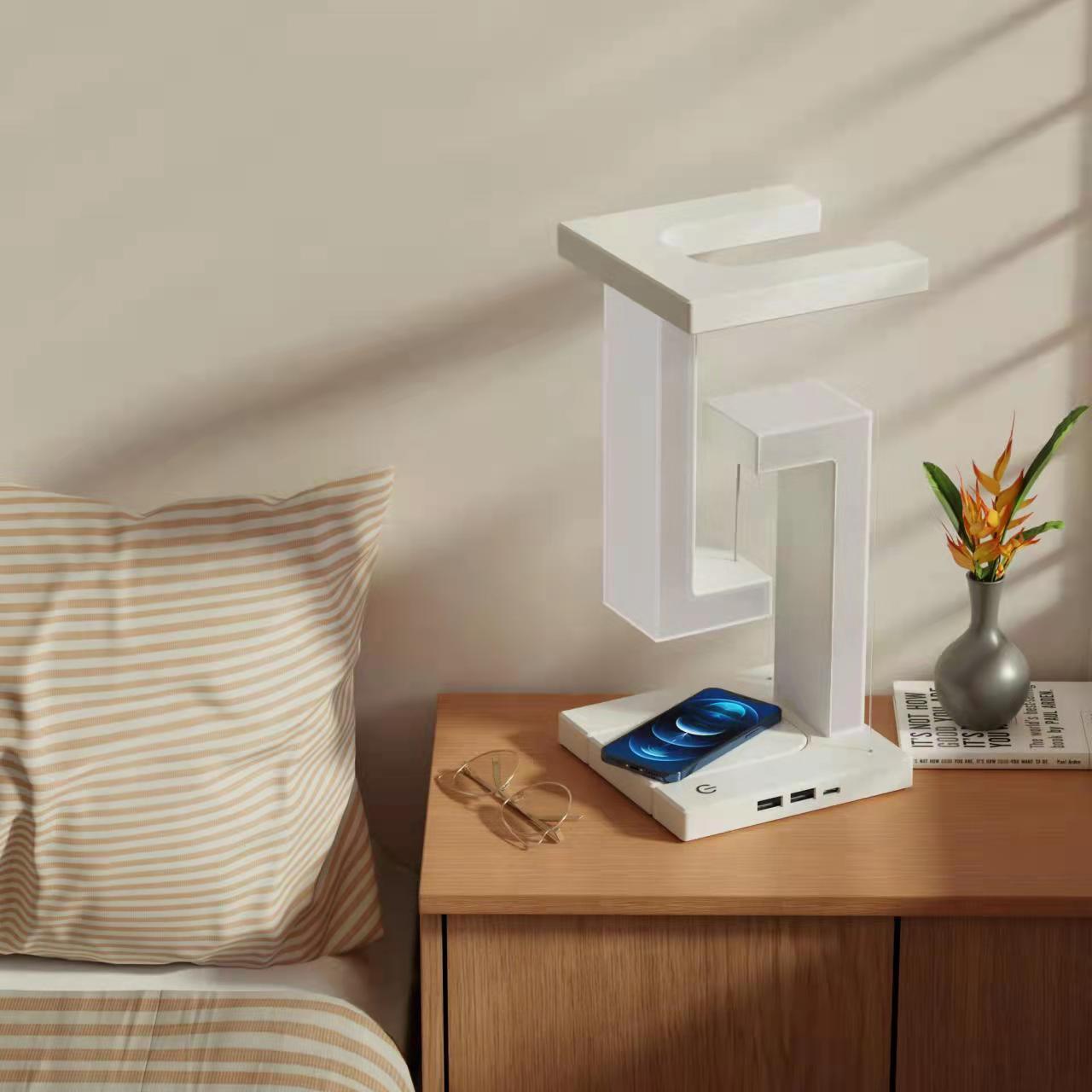 new suspension anti-gravity wireless charger electric table lamp led lamp creative home decoration mobile phone wireless charger wireless charger bedside lamp