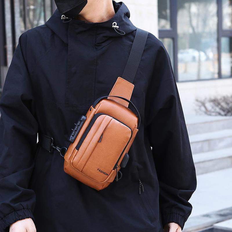 men's chest bag password lock anti-theft motorcycle bag outdoor casual running travel waist bag shoulder crossbody sports backpack