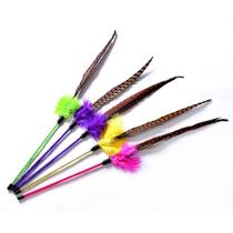 factory direct sales chicken tail feather with bell teaser toy pet toy teaser