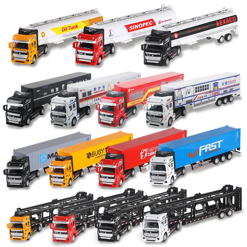 children's toy power control alloy container transport truck container truck express oil tank truck trailer model toy