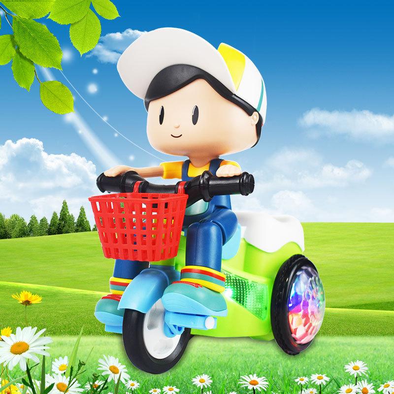 children's electric tricycle toy bike music light stunt motorcycle tumbling toy car