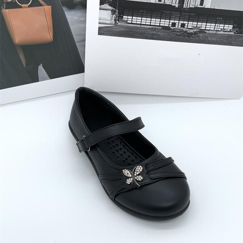 new foreign trade student shoes spring and summer black shoes lady guangzhou women's shoes handcraft shoes butterfly rhinestone children's shoes