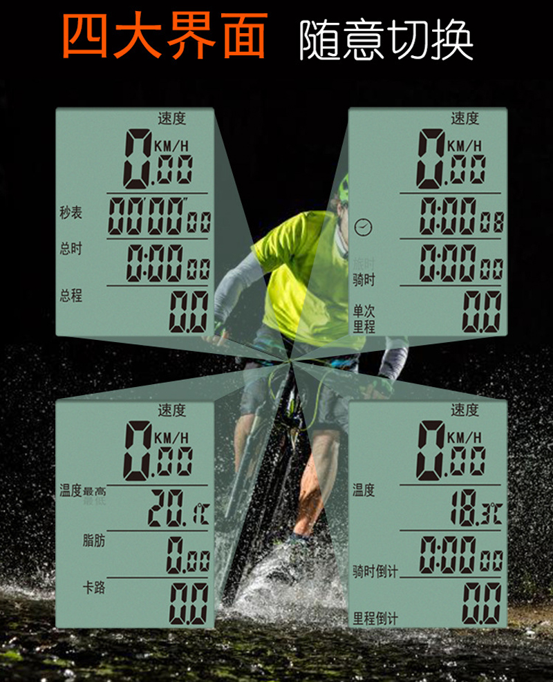 SD-590C bicycle wireless speedometer with large backlit screen in both Chinese and English, waterproof mountain bike speedometer, odometer and speedometer pic 5