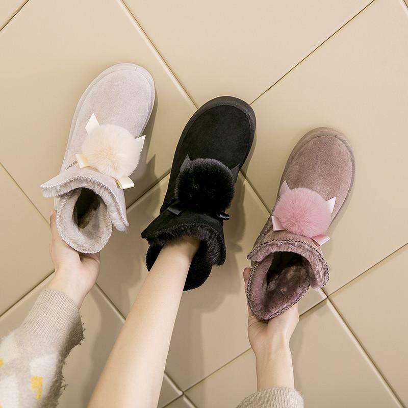 2023 snow boots ladies new fleece-lined thickened winter women's shoes handle warm snow cotton boots casual boots
