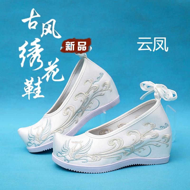the han-style clothing shoes ladies bra zengming ancient costume bow shoes han elements spring slip-on matching antique embroidery floral pattern shoes