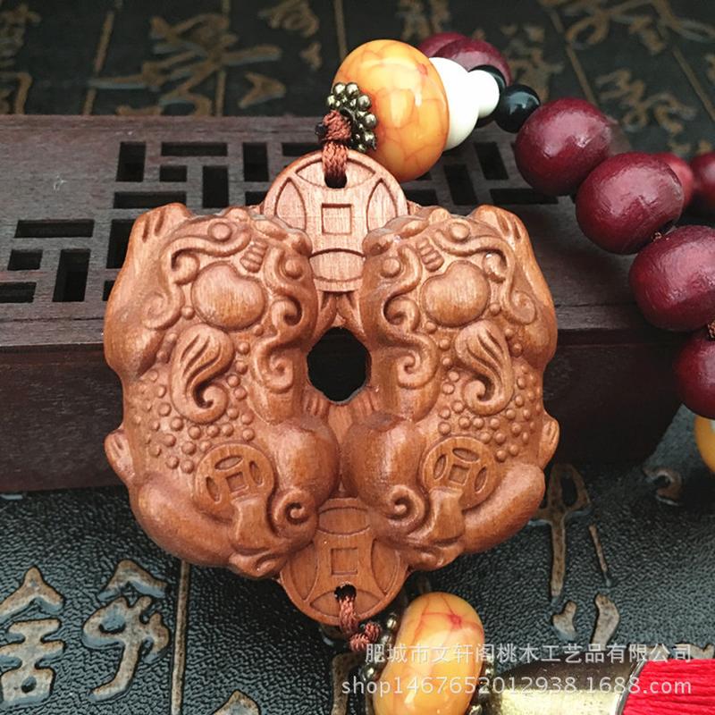 Wenxuan Pavilion Car Peach Wood Crafts Pendant Peach Wood Car Pendant