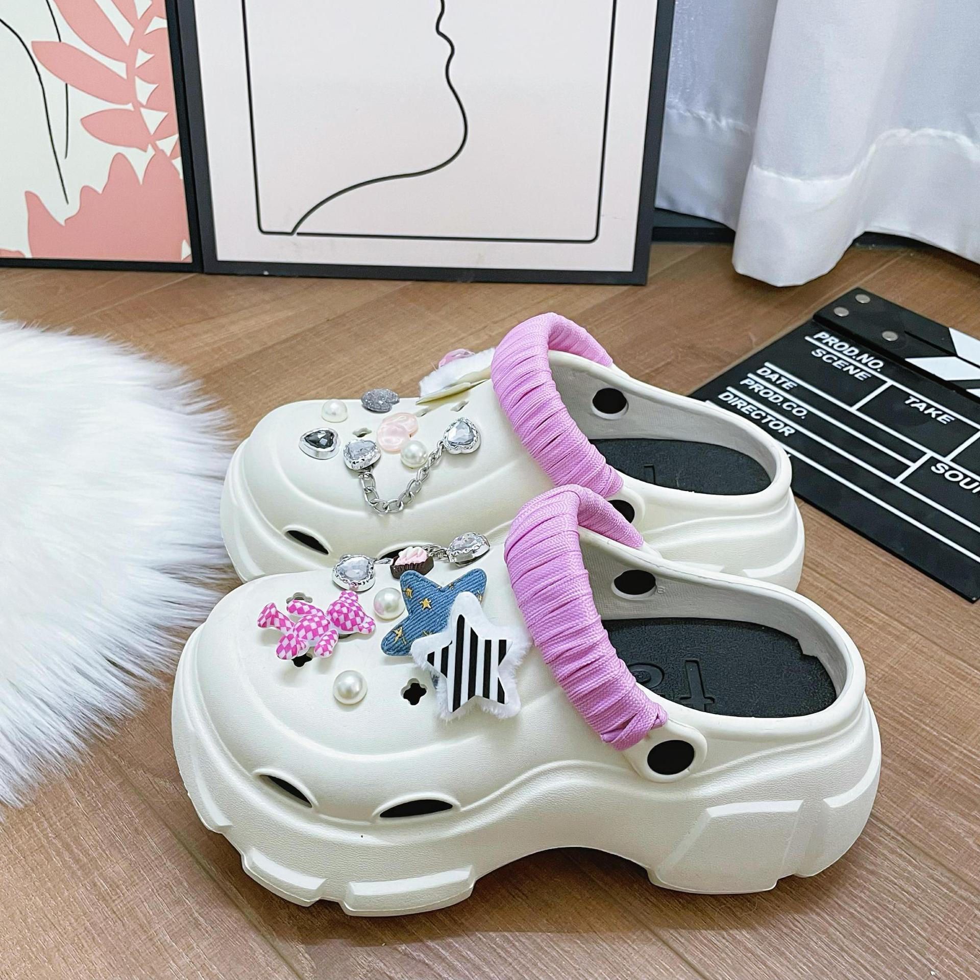 2023 cross-border platform eva hole shoes women's summer eva sandals increased 7cm sandals beach shoes ladies' sandals