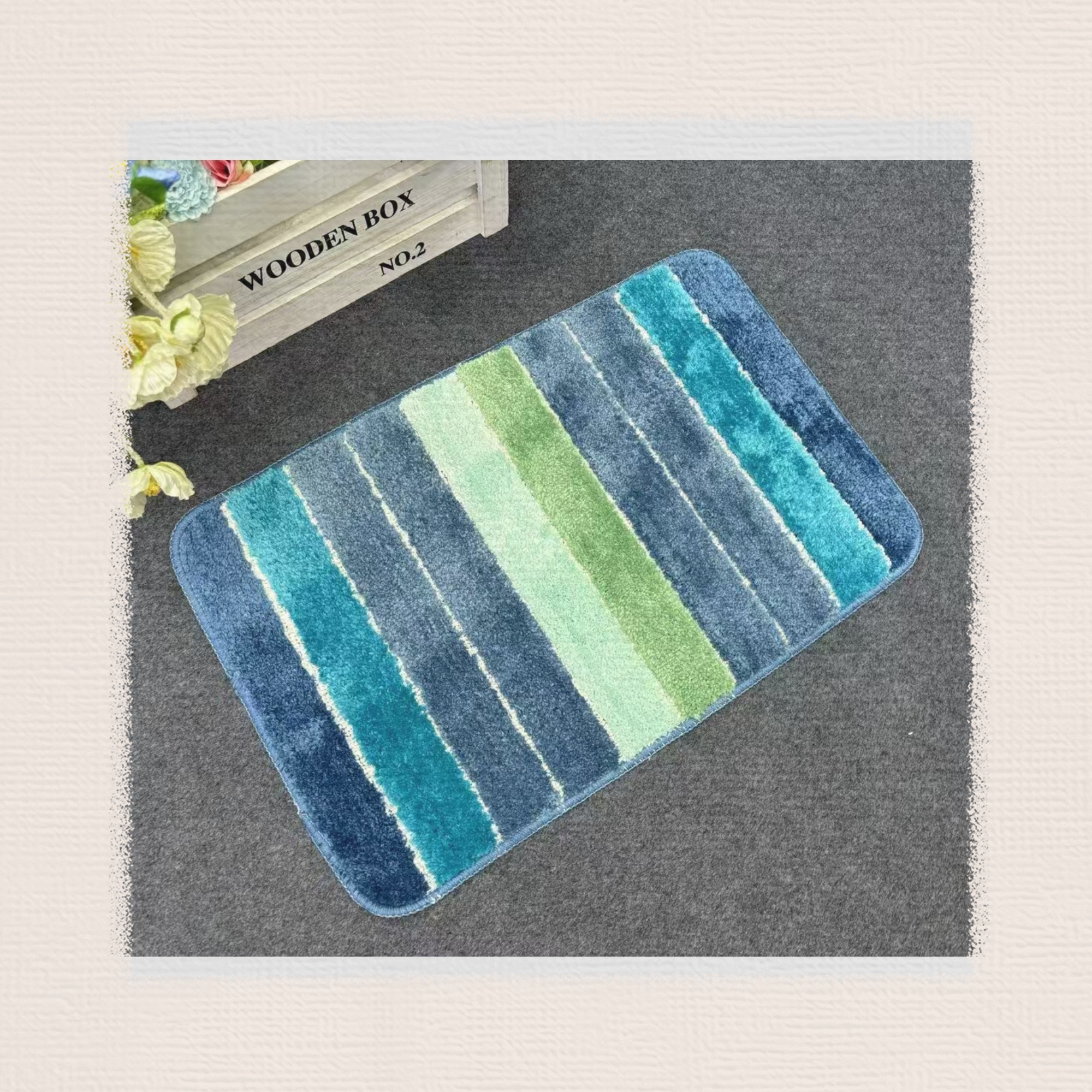 The new TPR base high and low striped floor mat carpet, water-absorbing and anti-slip mat, super fiber floor mat, striped door mat, the bottom is TPR mat, the fabric is super fiber, the color is randomly matched, the color size is 38*58CM details Picture