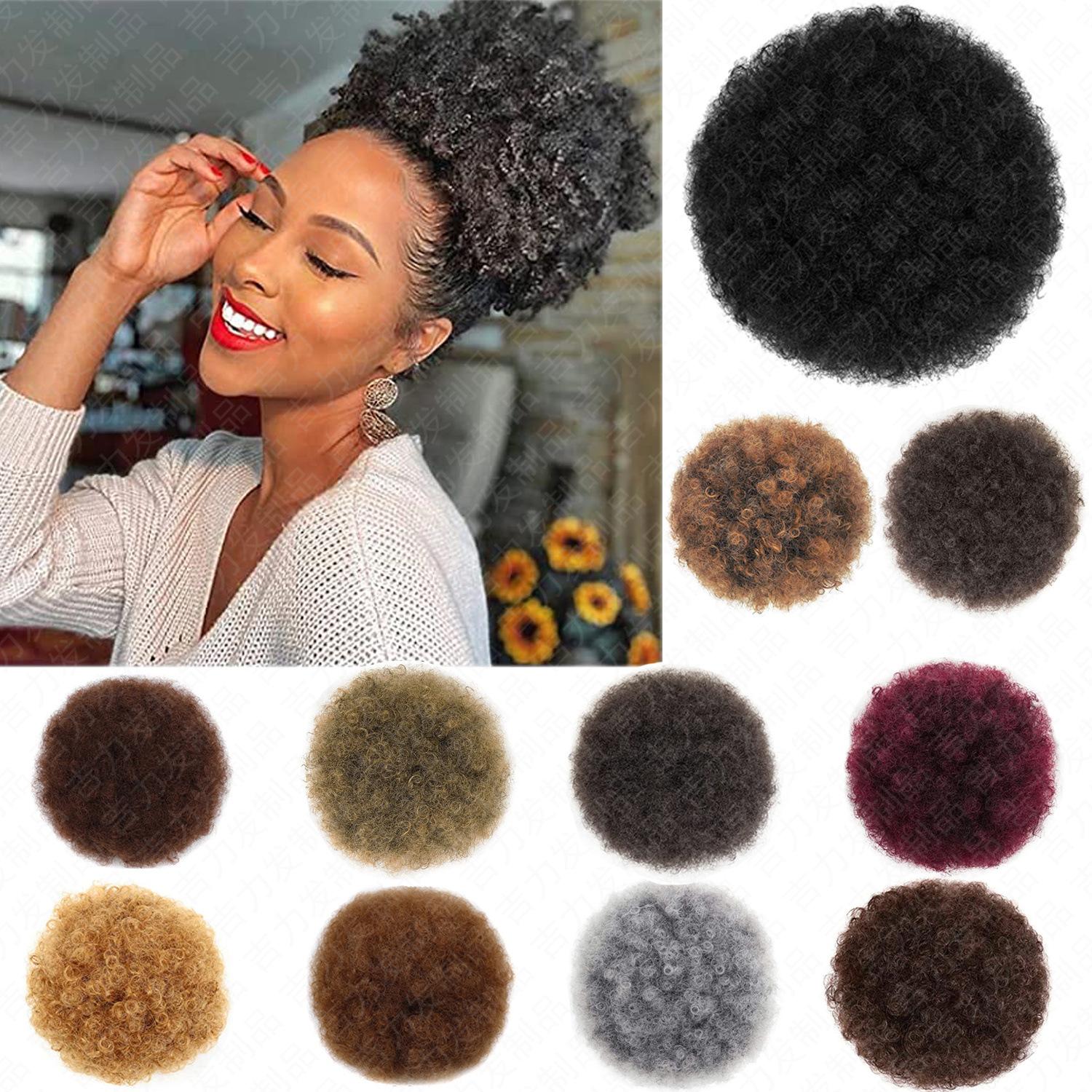 african hair bud wig medium fluffy afro afro puff hair bun caterpillar bun hair bag