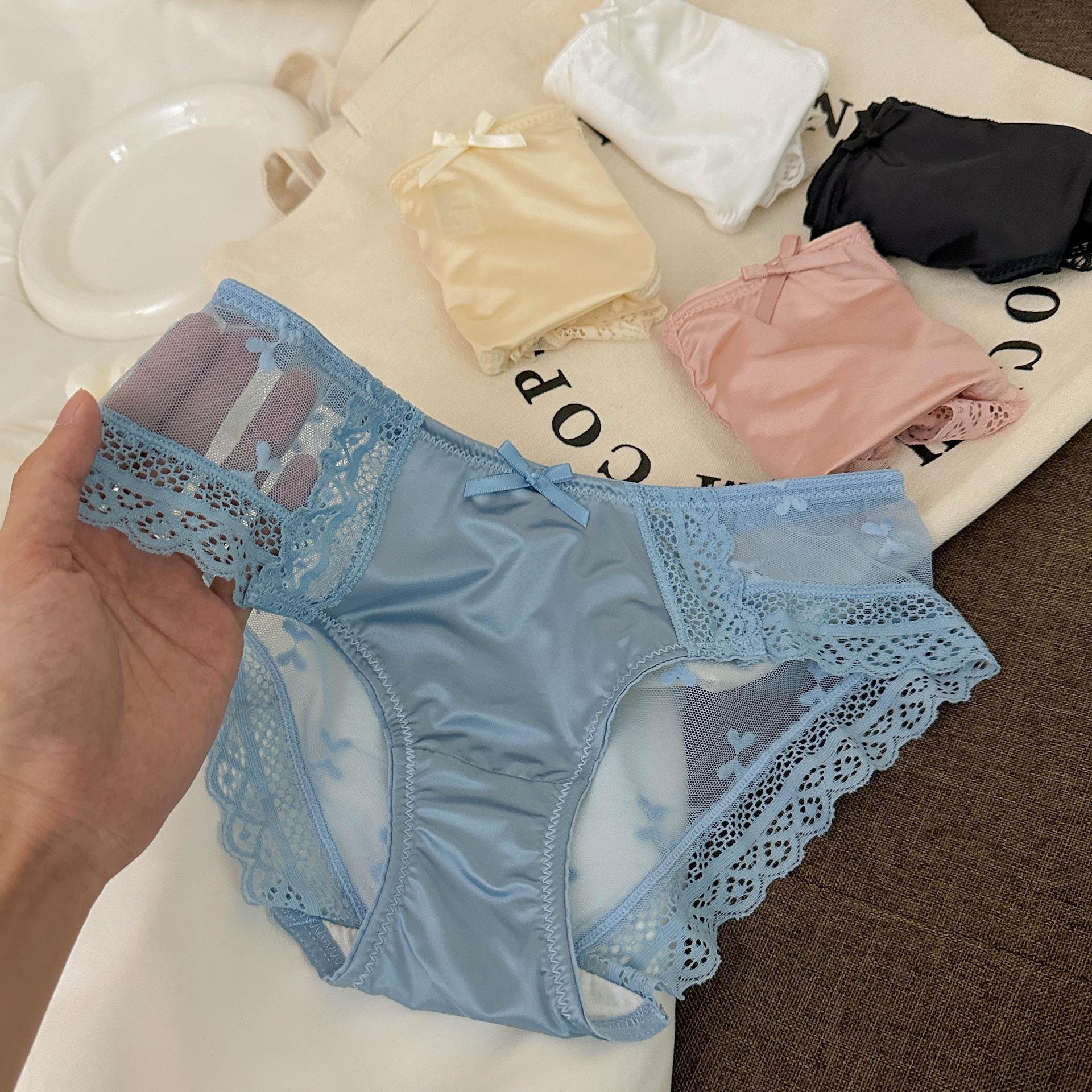 women's underwear satin sexy cotton crotch breathable comfortable seamless thin pure sexy mesh panties women's lace