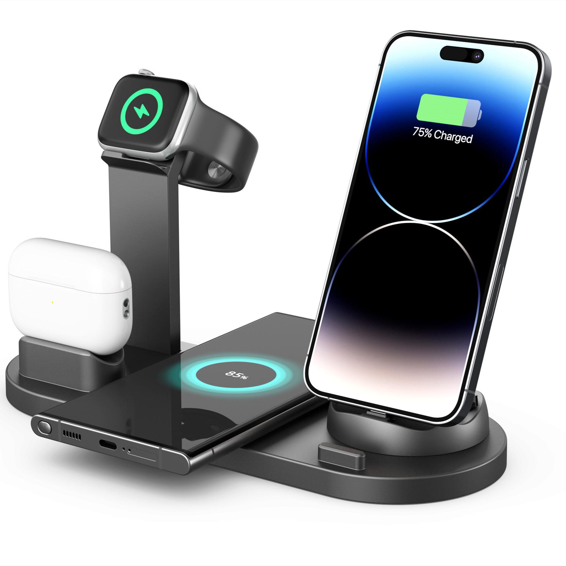 cross-border 15w four-in-one wireless charger for apple iphone watch headset mobile phone wireless charger