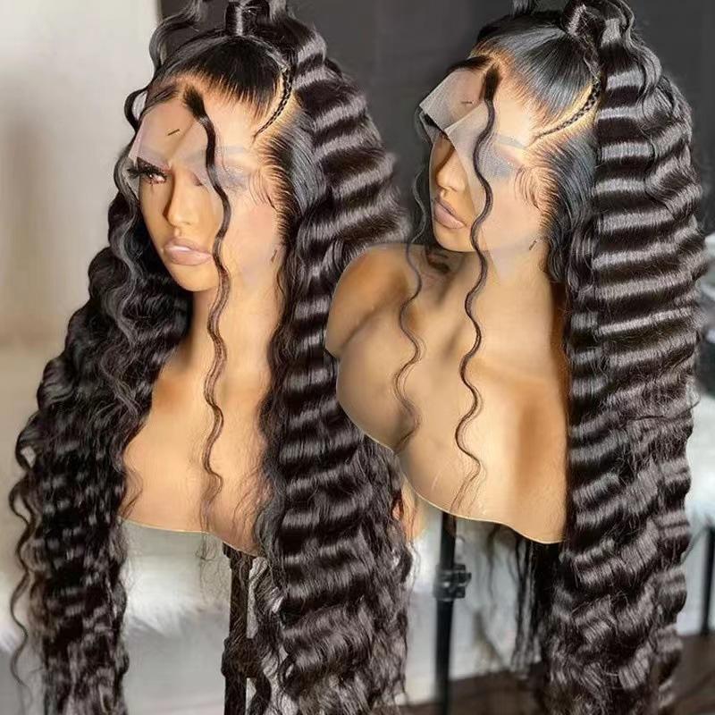 front lace lace wig deep wave long curly lace wig female wigs african hot sale wigs with small curly hair