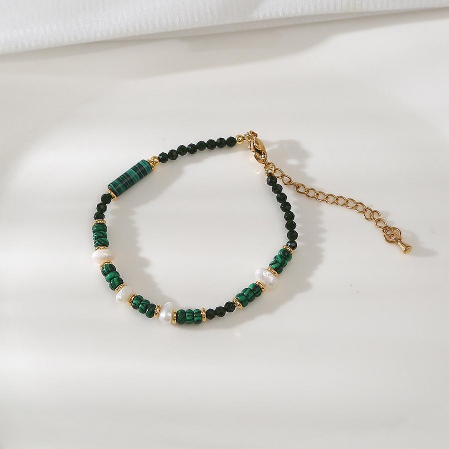 malachite green zircon natural freshwater pearl all-match bracelet special-interest design light luxury bracelet girlfriends student jewelry