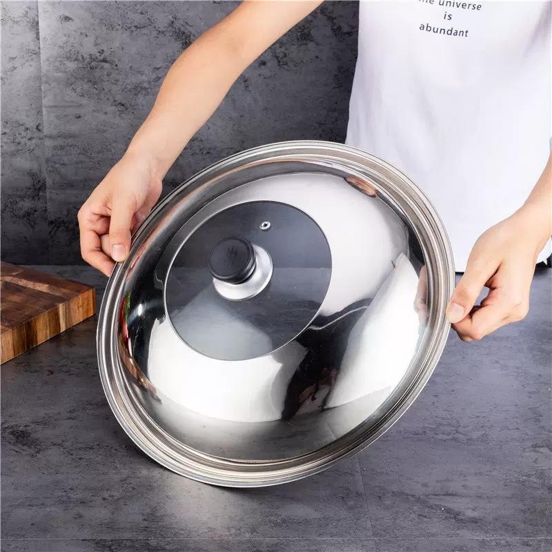Wholesale Stainless Steel Cooking Pot Cover Household Wok Large cm Steamer Cover Glass Combination Cover High Resistance