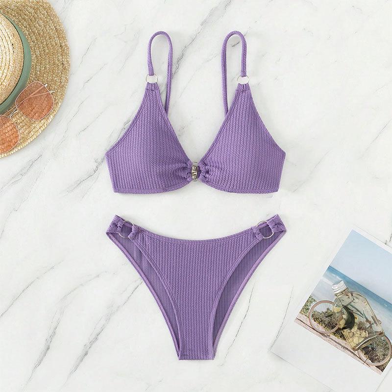 2023 New Swimwear Loop V-neck Bikini Women's Seperated Swimwear Triangle Bikini Swimsuit for Women