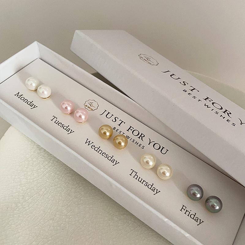 women's french style pearl earings set retro personality and minimalism all-matching graceful fashion earrings jewelry